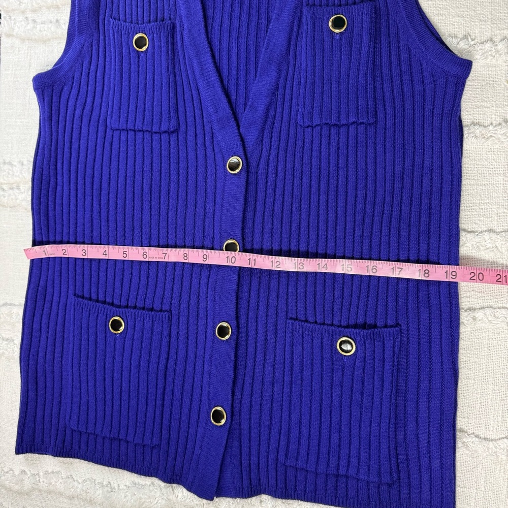 JH Collectables VTG Royal Blue Sweater Vest Lambswool Acrylic Blend Buttons Sz L - Picture 5 of 9